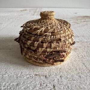 Small Storage Basket with Woven Detailing